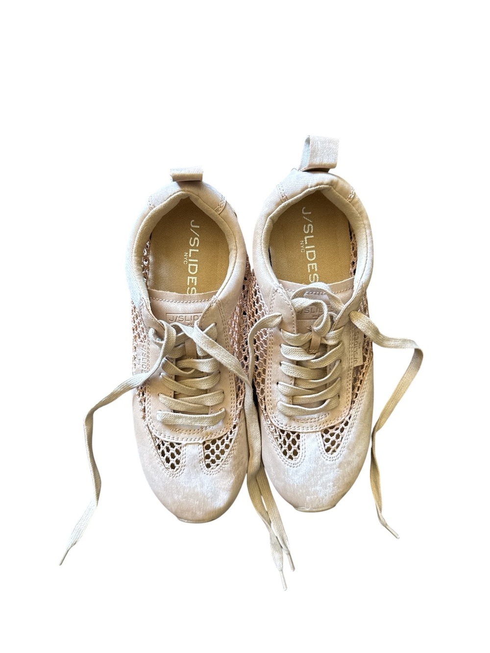 J/SLIDES Neutral Beige Mesh & Suede Lace-Up Sneakers